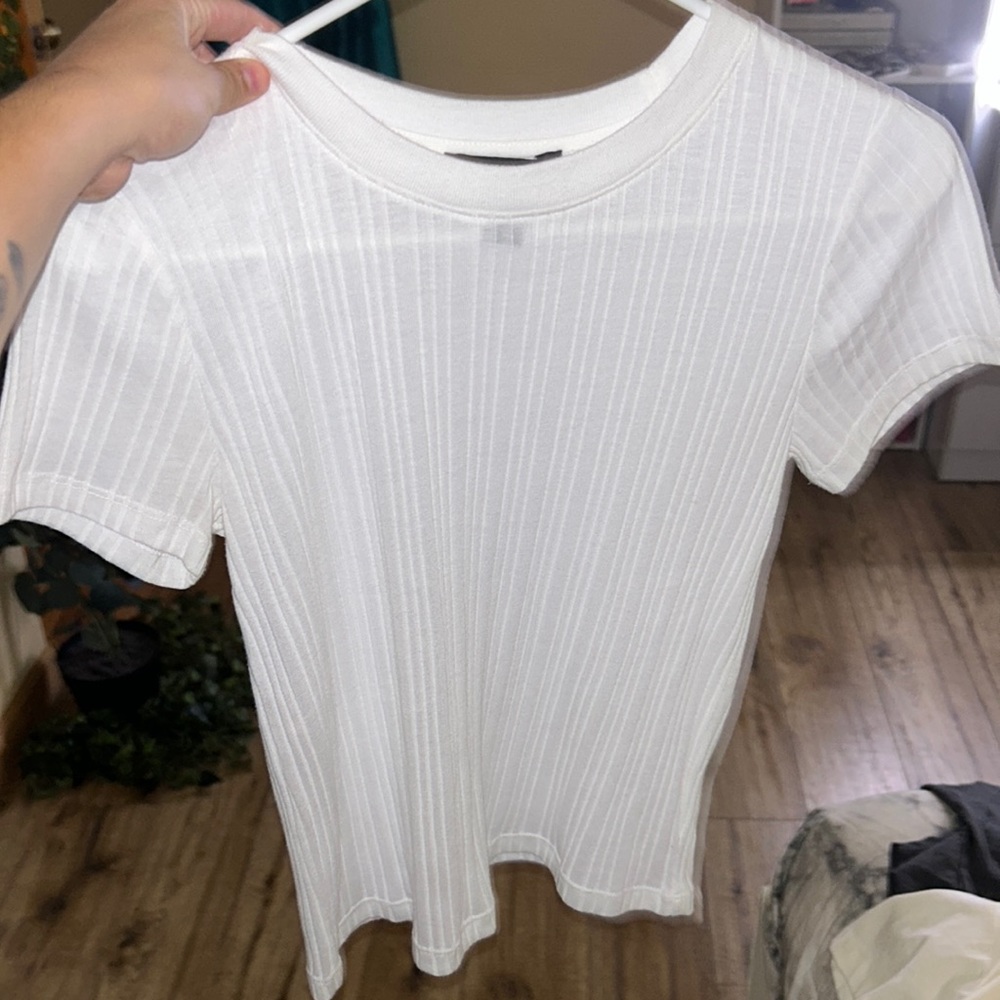 white cropped undershirt